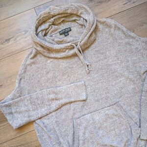 Barefoot Dreams CozyChic Lite Pebble Beach Pullover Hoodie Sweatshirt Cowl Large